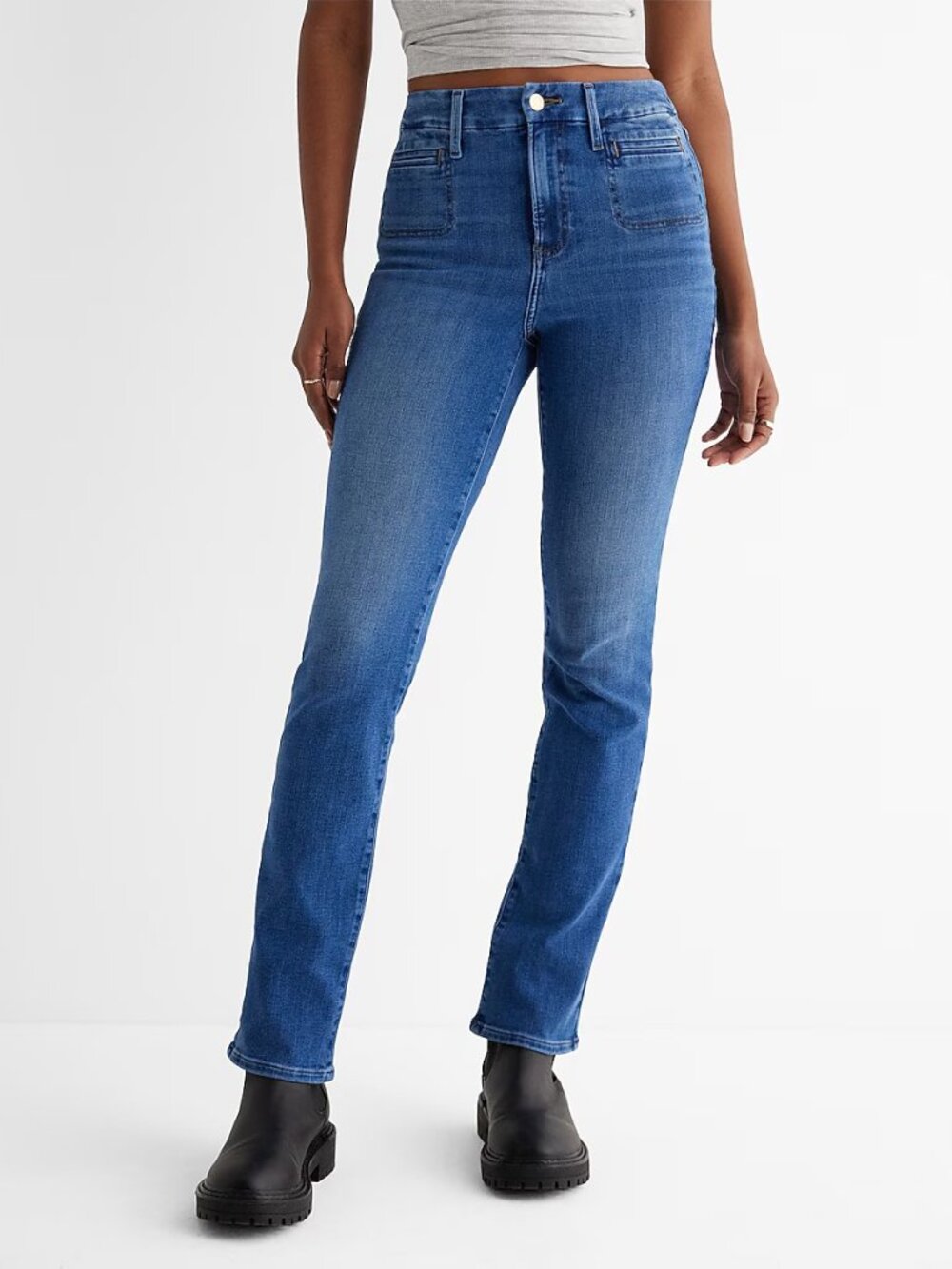 Express High Waisted Medium Wash Slim Jeans Size Small Short